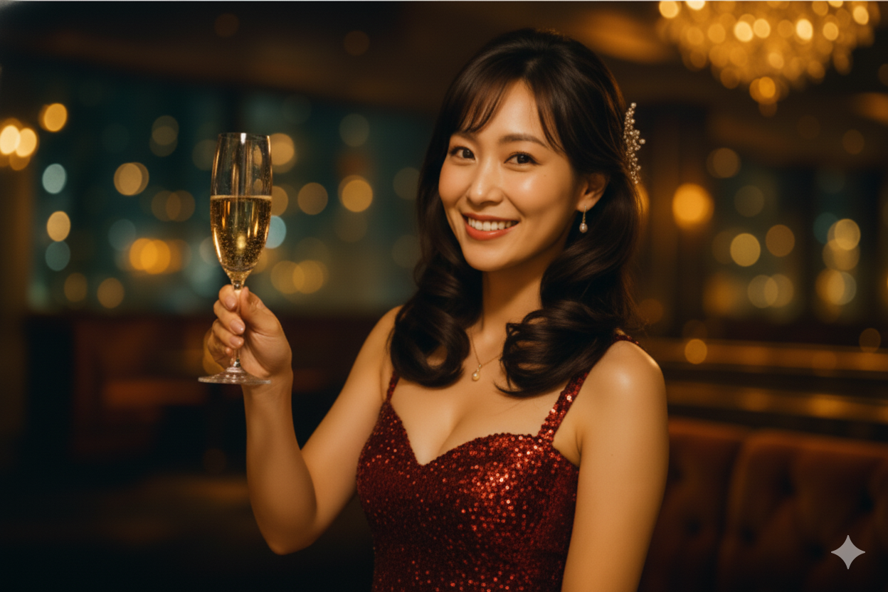 彩との乾杯シーン